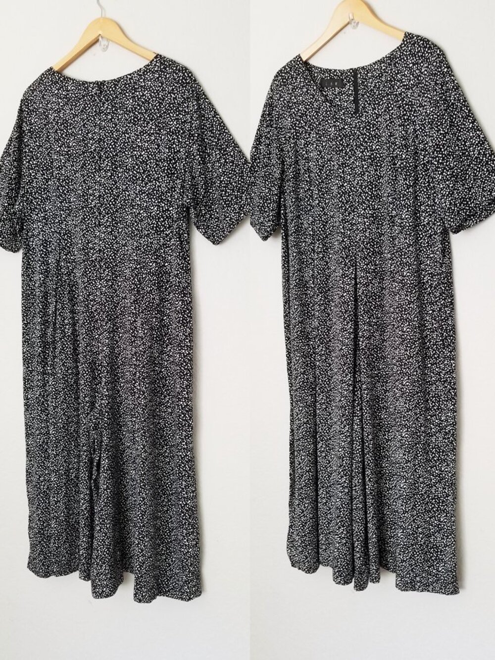 Vintage LBW Super Wide Leg Jumpsuit Plus 2X Black White Spotty Dots Made in USA - Picture 2 of 14